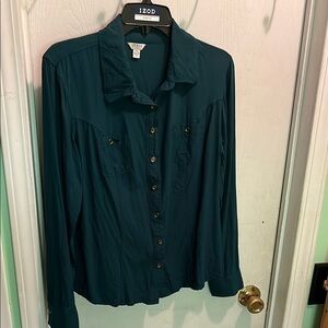 Guess Relaxed Green Long Sleeve Button Down